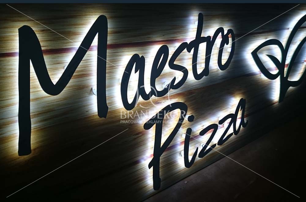 Litery podświetlane od tyłu (efekt HALO) - Maestro Pizza