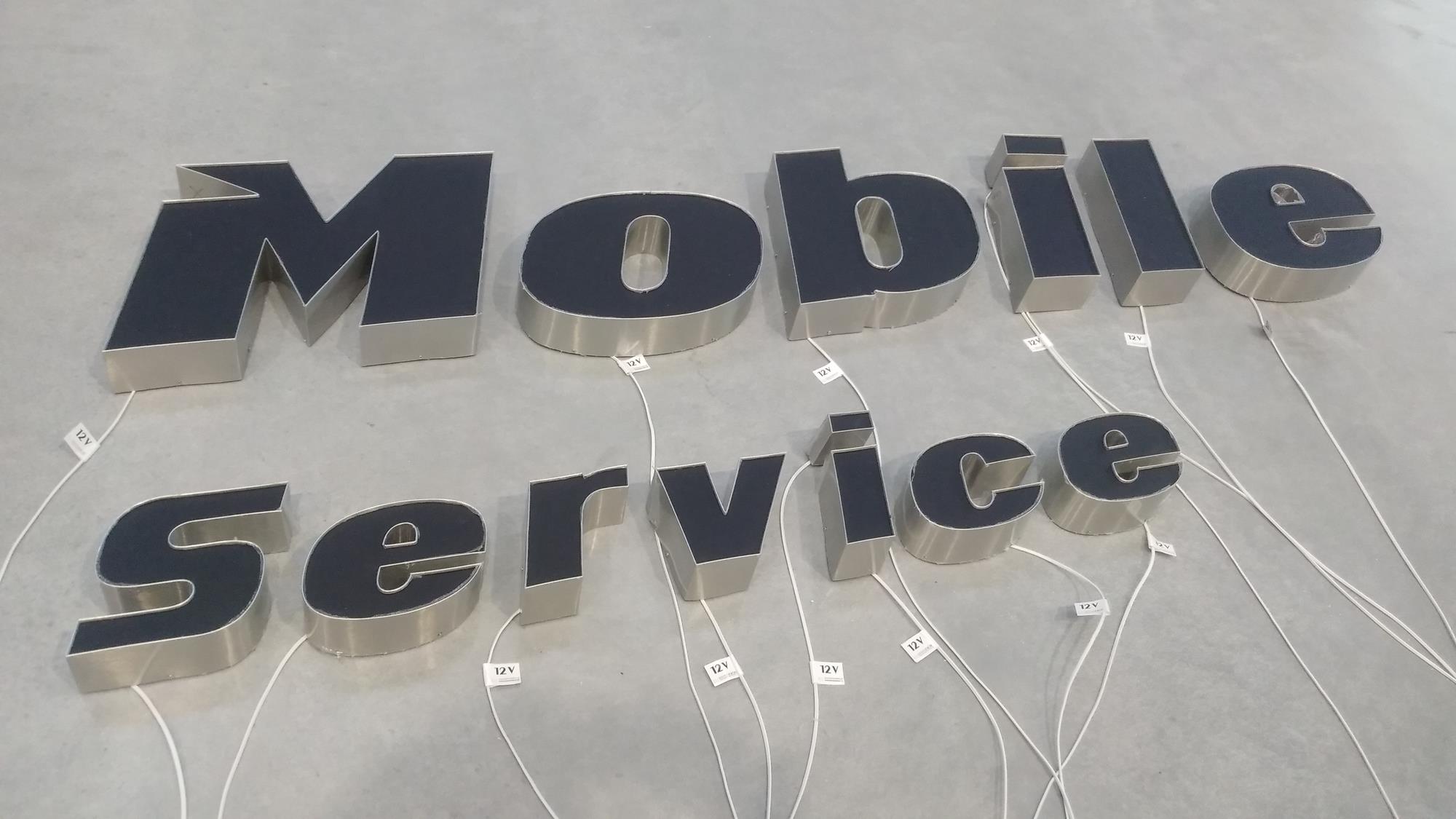 Mobile Service - litery 3D z bokami ALU