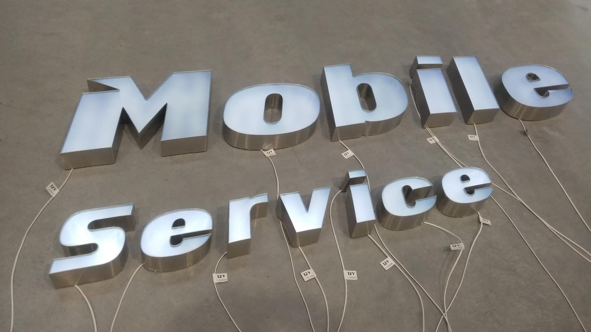 Mobile Service - litery 3D z bokami ALU
