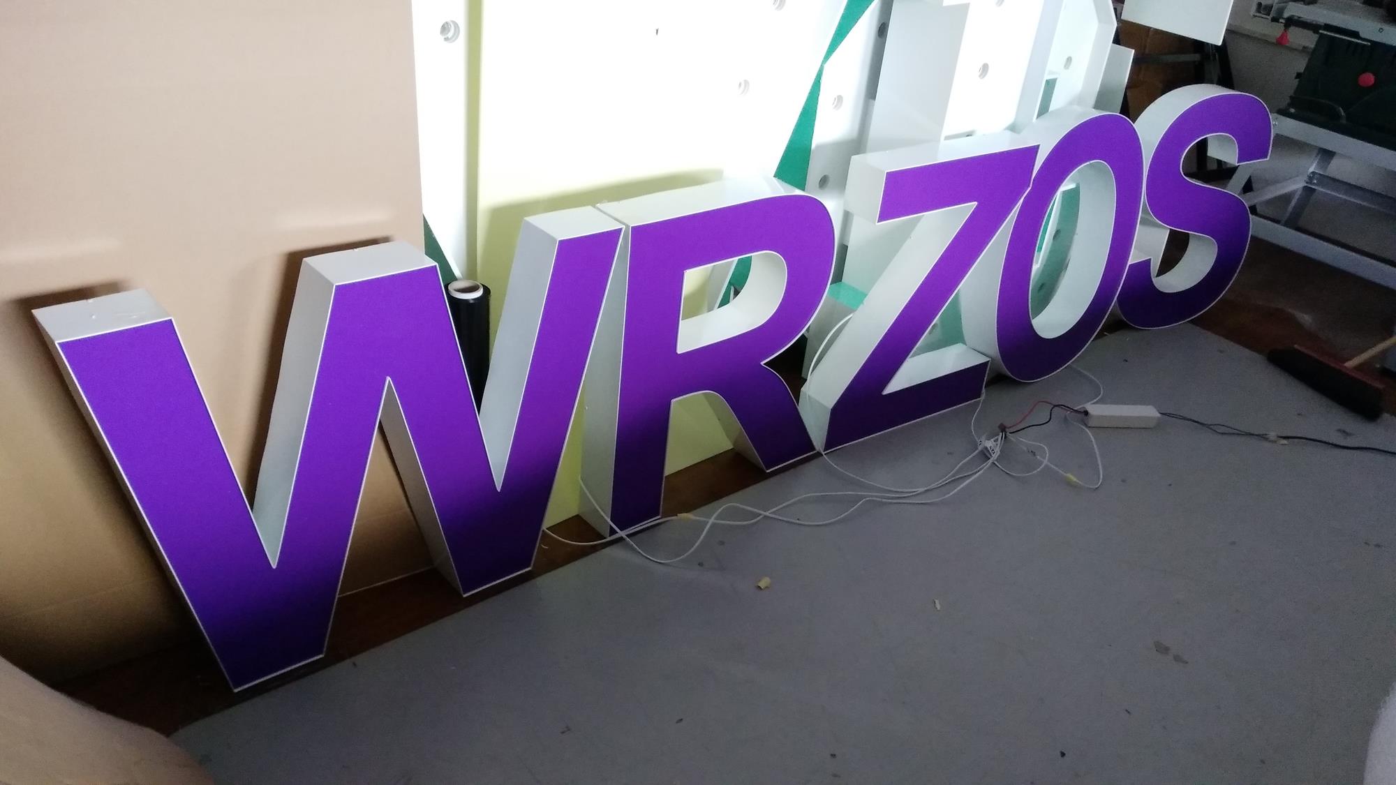 WRZOS - litery 3D z bokami ALU
