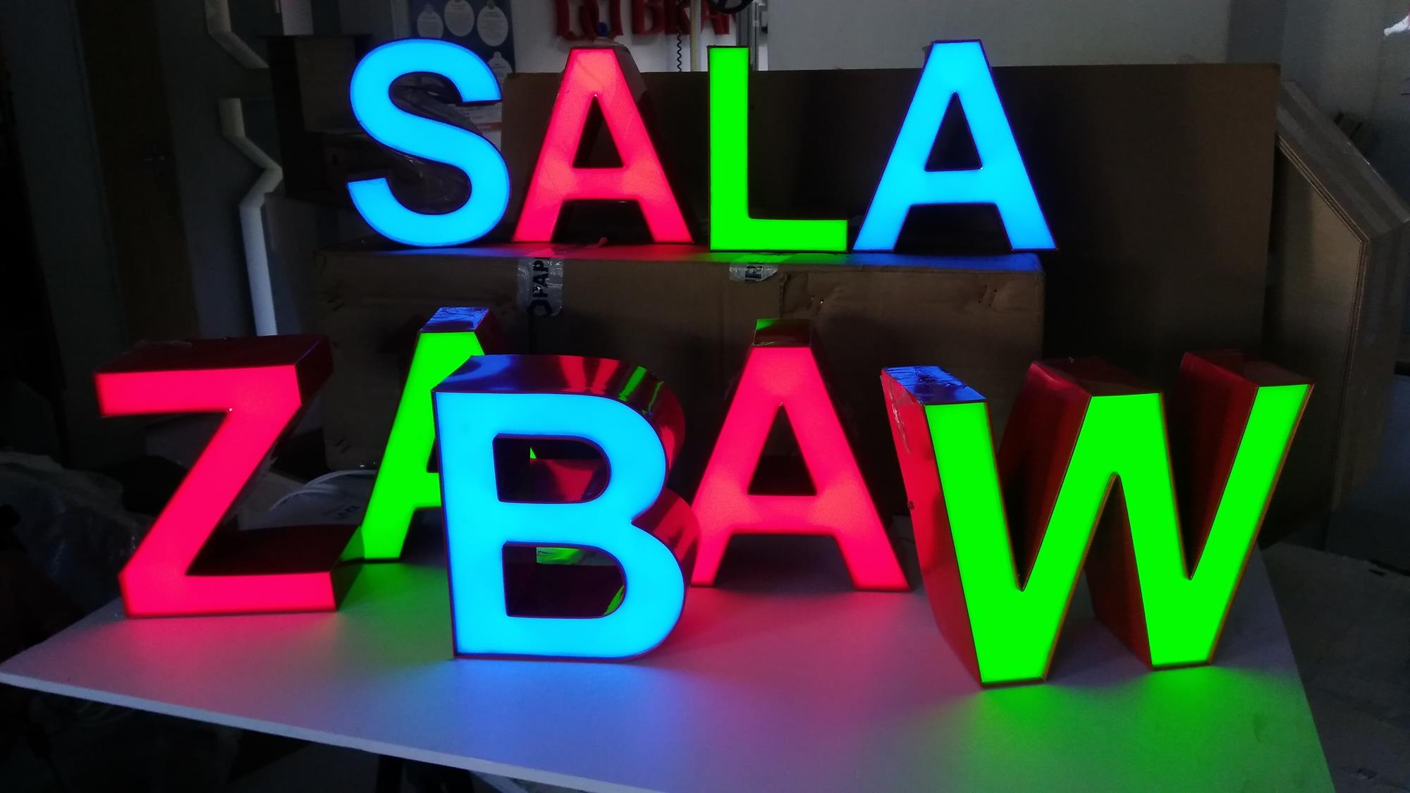 SALA ZABAW - liltery 3D podświetlane z bokami ALU