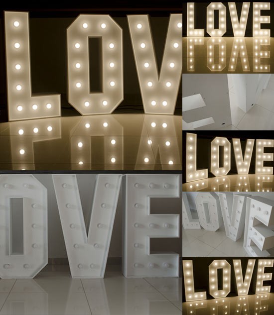 Litery LOVE - podświetlany napis LOVE o szerokości 2,5m