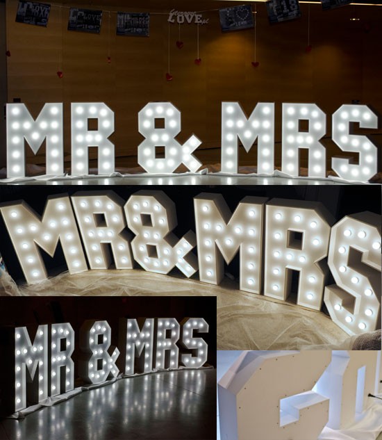 Litery MR & MRS na wynajem na wesele