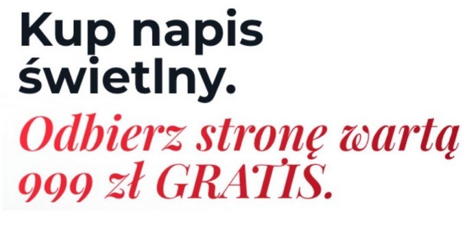 Kup napis świetlny i odbierz stronę sprzedażową wartą 999 zł GRATIS